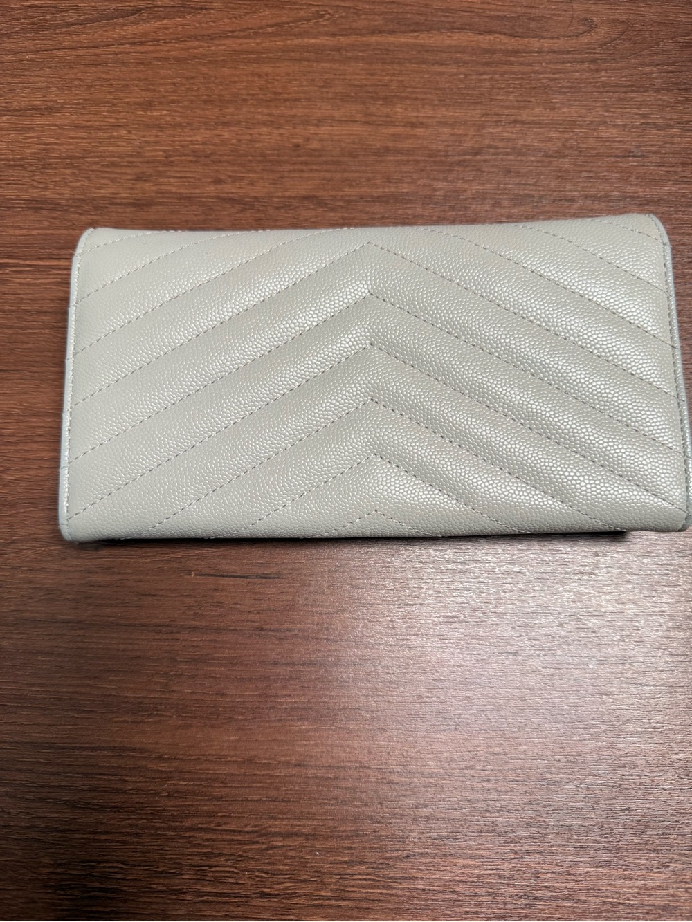 Pristine Saint Laurent Gray Quilted Continental Wallet with Silver YSL Logo - Picture 3 of 9